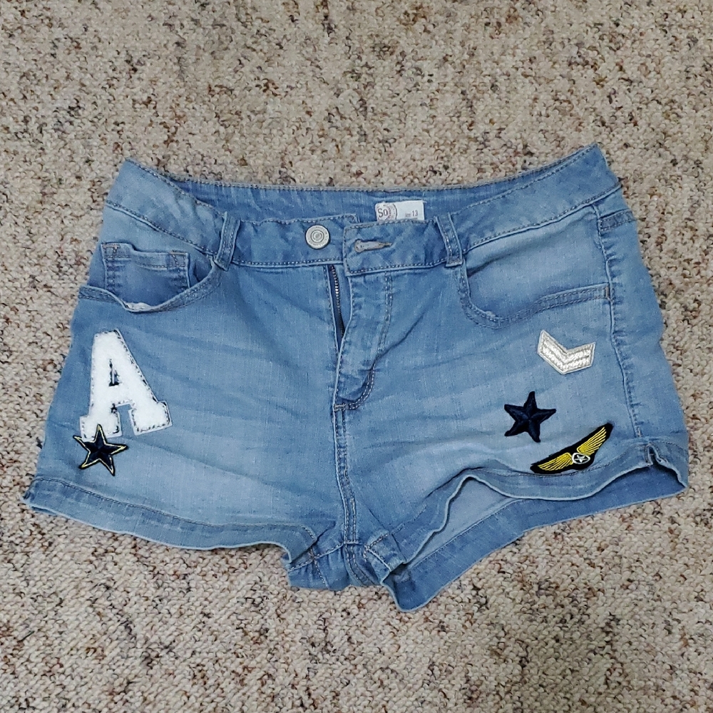 SO Light Blue Jean Shorts with Patches